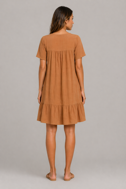 Minimal V-Neck Midi Dress